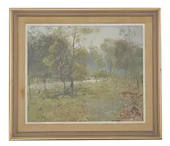 Lance Soloman, Black Wattle Grove, Umina NSW Oil on Board, 49 x 59 cm, oil