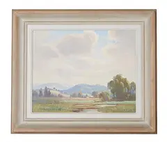 Erik Langker, Evening Light, Bega Oil on Board 29.2 x 36.8 cm, oil
