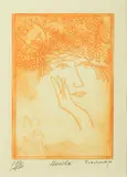 Charles Blackman, Heide coloured etching 185/400 16.5 x 11.5cm, etching