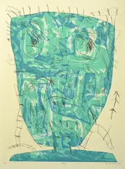 Blues 2005 coloured etching A/P 80 x 59cm by David Larwill, etching, sold Feb 2015