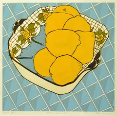 Aileen Brown, Quinces and Roses 1985 screenprint A/P 30 x 30cm, screenprint