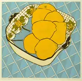 Aileen Brown, Quinces and Roses 1985 screenprint A/P 30 x 30cm