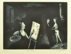 Garry Shead, The Studio lithograph 17/75 22 x 30cm, lithograph