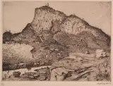 Lloyd Rees, Tasmanian Mountain (from the Australian Landscape series) 1977 soft-ground etching 86/90 20 x 25cm, etching