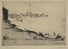 Norma Bull, MS Mornington 1932 etching 14 x 20.5cm, etching