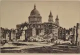 Henry Rushbury, St Paul's Cathedral, London etching 20 x 29cm, etching