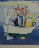 All on a Summer's Day screenprint 67/90 68 x 60cm by Charles Blackman, screenprint, sold Feb 2015