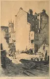Lionel Lindsay, Rocks Resumption, Sydney 1917 etching ed. 17 30 x 19cm