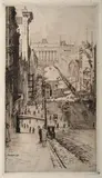 John Shirlow, Bourke Street, Melbourne 1916 etching edition 25 30 x 16cm, etching
