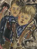 Danila Vassilieff, Untitled (Two Boys and a Dog) c1941