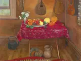 Brian Dunlop, Summer Fruit with Musical Instruments 1988, 1988, oil on canvas