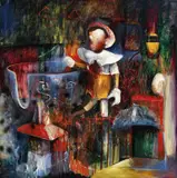 Susan Norrie, Tall Tales and True (Pinocchio) 1986, 1986, oil on board