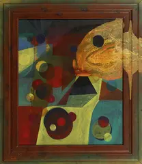 Untitled 1986 by Dale Frank, 1986, oil and resin on canvas and timber frame, sold Mar 2015