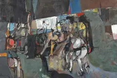 Bedroom 1969-72 by Paul Haefliger, 1969-72, oil on canvas, sold Mar 2015