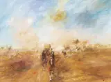 Frank Gardiner’s Wool Team c1978 by Hugh Sawrey, c1978, oil on canvas on board, sold Mar 2015