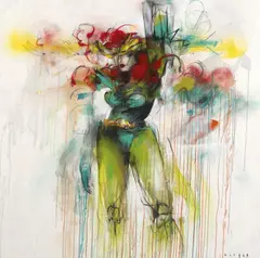 Poison Lady 2012 by Anthony Lister, 2012, synthetic polymer paint, oil, ink, charcoal and spray paint on canvas, sold Mar 2015