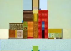 David Milne, From Melbourne Port, and Even Older, Architect's Vision, Docklands Folder 1999, 1999, synthetic polymer paint on Caravaggio linen