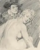 Study for Marriage by Norman Lindsay, pencil on paper, sold Mar 2015