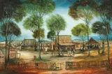 Back of the Grandstand by Pro Hart, oil on board, sold Mar 2015