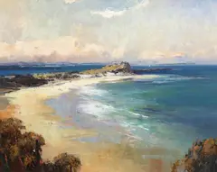 Nobby's Beach by Ken Knight, oil on board, sold Mar 2015