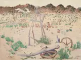 Abandoned Mine 1967 by Clifton Pugh, 1967, oil on board, sold Mar 2015