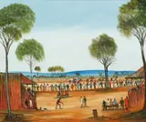 Picnic Races 1987 by Pro Hart, 1987, oil on canvas, sold Mar 2015