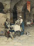 Publio de Tommasi, The Toast 1882, 1882, watercolour on paper