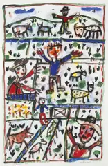 Yardwork 1989 by David Larwill, 1989, gouache on paper, sold Mar 2015