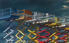 Peter Smets, Scissor Lifts Depot, oil on canvas