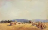 Untitled (Haystacks) by Hans Heysen, watercolour on paper, sold Mar 2015