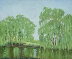 Elioth Gruner, Willows, oil on canvas on board