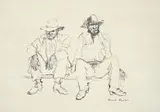 Russell Drysdale, Two Workers, ink on paper