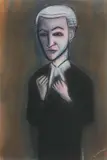 Robert Dickerson, Addressing the Bench, pastel on paper
