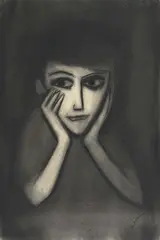 Untitled (Young Boy) by Robert Dickerson, charcoal on paper, sold Mar 2015