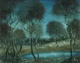 Waterbirds 1976 by Pro Hart, 1976, oil on canvas-board, offered Mar 2015