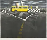 Jeffrey Smart, The Waiting Bus 1986, 1986, colour lithograph
