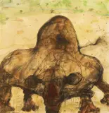 John Olsen, Rhino, watercolour, pastel and gouache on paper