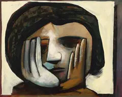 Girl with Hands by Charles Blackman, oil on card on board, sold Dec 2014