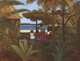 Untitled (Islanders) by Ray Crooke, oil on canvas on board, sold Dec 2014