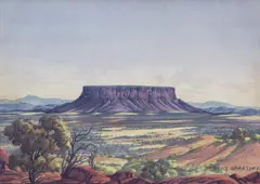Flat Top Mountain by Albert Namatjira, Flat Top Mountain, sold Dec 2014
