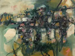 Robert Grieve, Pink and Green Theme 1980, 1980, oil on canvas