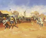 D'Arcy Doyle, Untitled (Horse Race), oil on canvas board