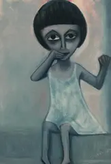 Blue Girl by Robert Dickerson, oil on board, sold Dec 2014