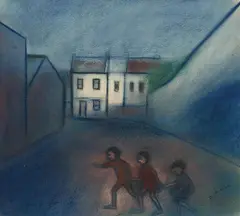 Children Holding Hands by Robert Dickerson, pastel on paper on board, sold Dec 2014