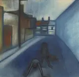 Robert Dickerson, Children Playing in a Street, pastel on paper on board