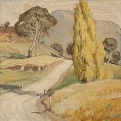 Max Ragless, Road Through the Valley, oil on board
