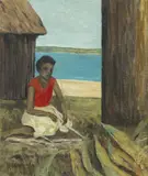 By the Lagoon by Ray Crooke, oil on canvas on board, sold Dec 2014