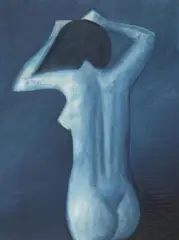 Untitled (Blue Nude) by Robert Dickerson, oil on canvas on board, sold Dec 2014