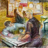 Percy Watson, A Game of Chance, oil on canvas on board
