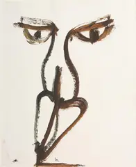 Figure Face c1956 by Sidney Nolan, c1956, mixed media on paper, sold Dec 2014